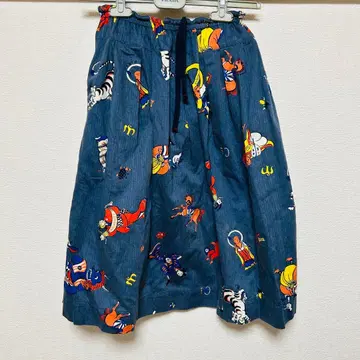 TIGRE BROCANTE 컬러풀 캐릭터 플레어 스커트