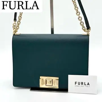 [컨디션 최상] FURLA MIMI 숄더백 플랩 가죽 그린