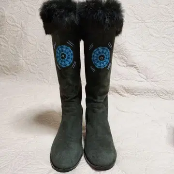 ANNA SUI 퍼 자수 부츠 23cm