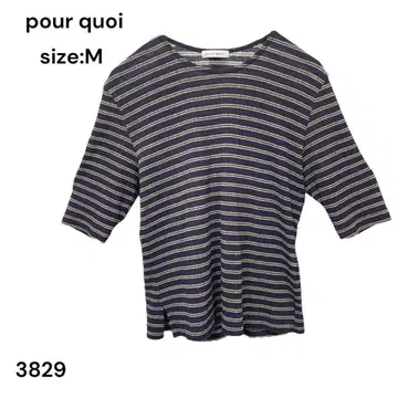 pour quoi 셔츠 상의 반팔 M 보더 여성용 멋쟁이