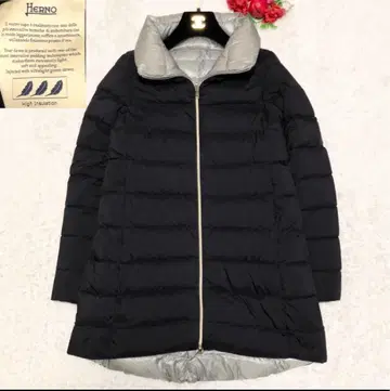 HERNO 헬노 다운 코트 스탠드 칼라 여성용 블랙
