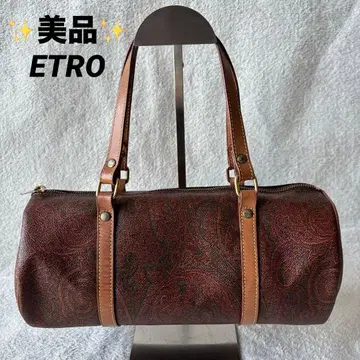 새상품급 ETRO 에트로 페이즐리 무늬 미니 보스턴 원통형 PVC 가죽