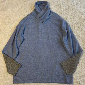 (새상품급) 소우소우 카라 다른 소매 니트 하이넥 울 핑 일본제