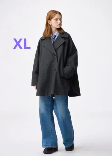 택 포함 새상품 GU 코지 멜톤 케이프 코트 다크 그레이 XL 사이즈