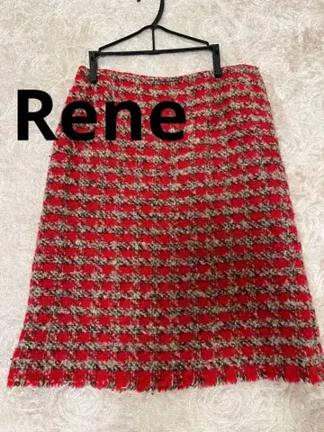 새상품급 르네 Rene 트위드 스커트 빨간색 트위드 38