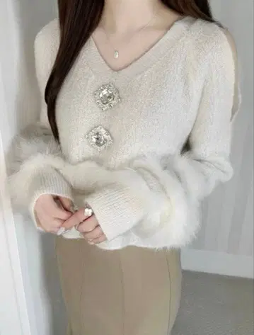 택 포함 Lumignon kirakira 퍼 니트 탑