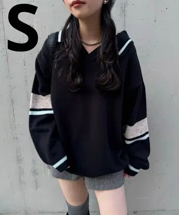 kastane 스키퍼 라인 니트 풀오버 새상품 S 블랙