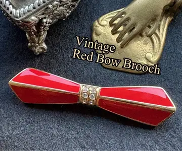 빈티지 아르데코 레드 리본 브로치