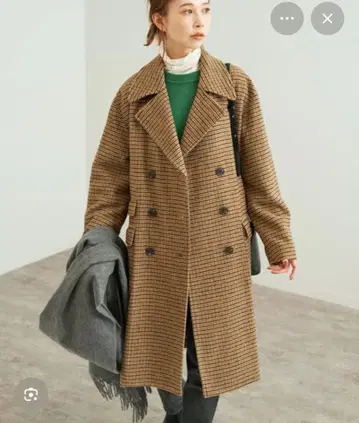 SLOBE IENA 체크 롱 피코트 이에나 38