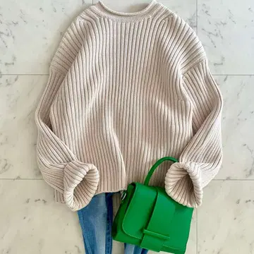 새상품급 바토너 BATONER 코튼 소재 굵게 짠 리브 니트 1