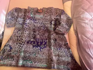 미쏘니 다색 패턴 니트 튜닉 오부 소매