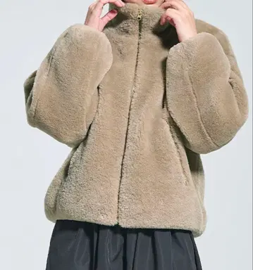 인조 모피 스탠드 카라 블루종