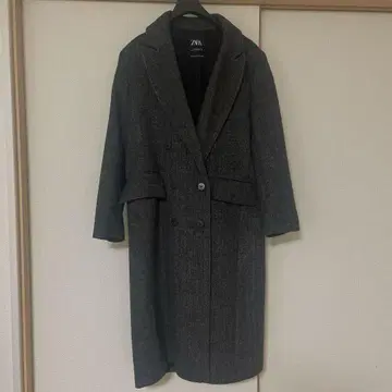 ZARA 다크 그레이 더블 브레스트 코트 체스터 코트