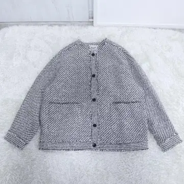 저널 스탠다드 리룸 노카라 코튼 트위드 자켓 코트