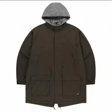 Coyseio 그린 후드 부착 롱 코트