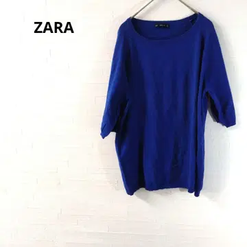 자라 칠부 소매 상의 캐주얼 루즈핏 파랑
