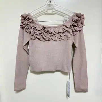 COCO DEAL 코코딜 프릴 오프숄더 니트 핑크