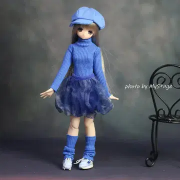 msdr-26-5087 파란색 긴팔 T셔츠와 벌룬 스커트 워머 퓨어니모