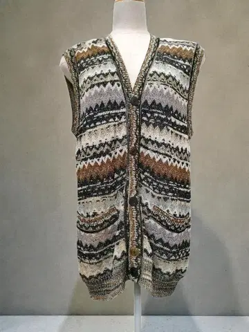 미쏘니 그레이 니트 베스트 레트로 구제 의류 코튼