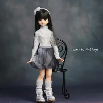 msdr-26-5089 얇은 그레이 긴팔 T와 벌룬 스커트 워머 퓨어니모