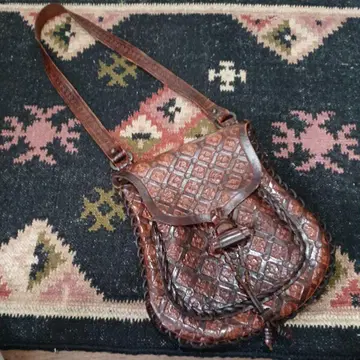 멕시코제 브라운 가죽 숄더백 아메카지