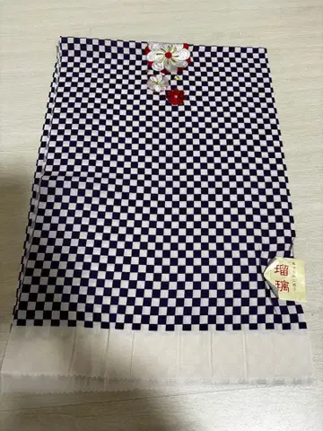 신품에 가까운 중고품 루리 바둑무늬 꽃 자수 오비 장식 천
