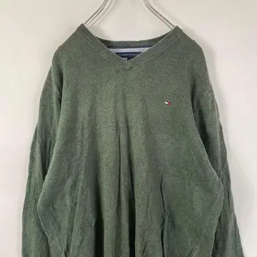 타미힐피거 V넥 원포인트 니트 구제 의류 S win1