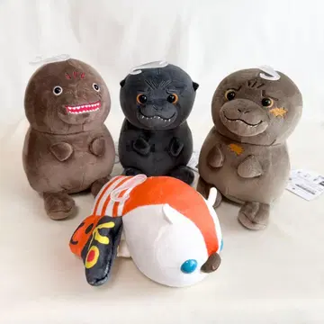 고질라일지도. 봉제 인형 4종 1994 2016 2023 모스라