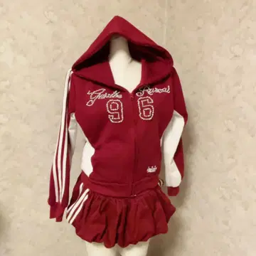 헤이세이 갸루 00s Y2K 레드 후드 부착 후드티 96 그런지