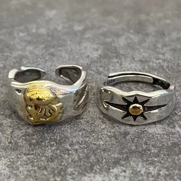 멕시칸 주얼리 실버 925 골드 반지 여신 태양 빈티지