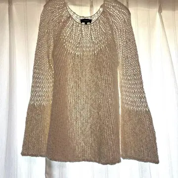 Theory 시스루 편직 화이트 니트 플레어 슬리브