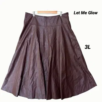 합성 피혁 플레어 스커트 3L 빅 사이즈 보르도 계열 다크 브라운