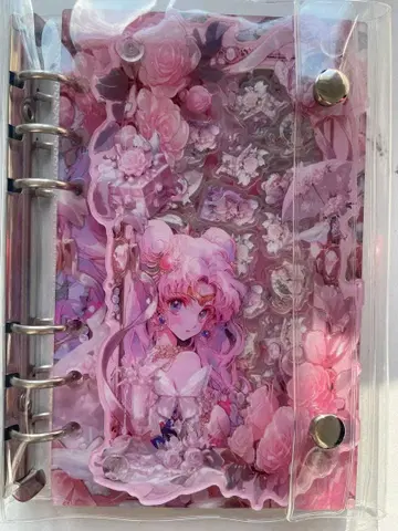 바스락 노트 세일러문 씰 바인더 A6 사이즈 핑크