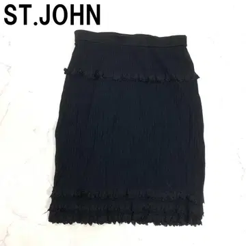 A7479 생 로랑 미디 스커트 니트 타이트 프릴 리브 블랙 4