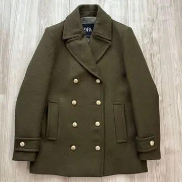[ 새상품급 ] ZARA 피코트 카키 골드 버튼 S 나폴레옹 코트 자라