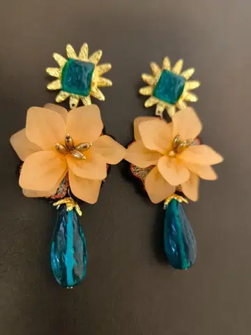 ER 빈티지 꽃무늬 빅 귀걸이 코스튬 주얼리