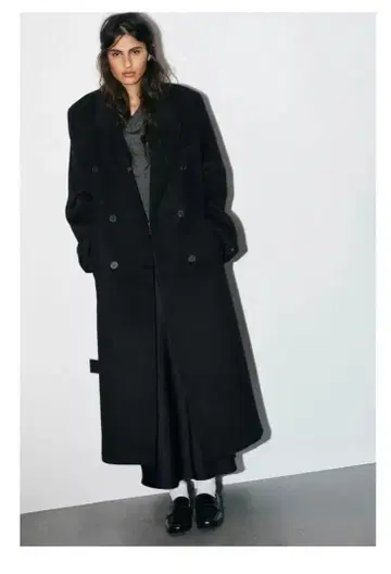 ZARA 울 혼방 엑스트라 롱 코트 XL