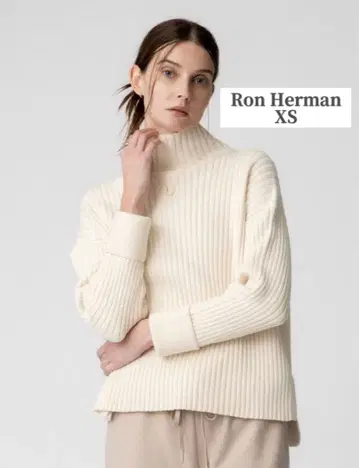 에어 코튼 리브 터틀넥 풀오버 아이보리 28,600엔