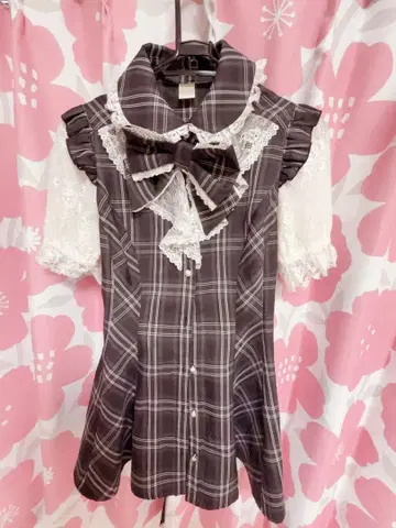 시크릿허니 체크 반팔 셋업