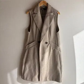 ZARA 베이지 더블 브레스트 소프트 베스트 S