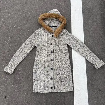 00s 2way 헤이세이 갸루 Y2K 그런지 퍼 케이블 니트 M