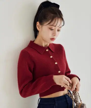 NICE CLAUP 골드 버튼 말랑말랑 카라 니트