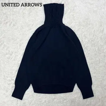 유나이티드 애로우즈 캐시미어 혼방 울 바이어스 터틀넥 니트 네이비