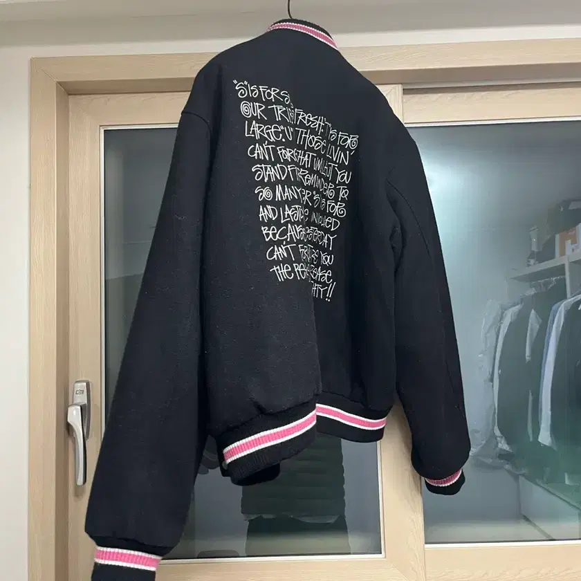 STUSSY | 스투시 Stussy S Talk Melton Varsity Jacket Black XL on