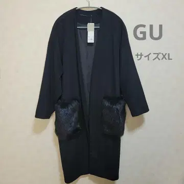 GU 인조 모피 가운 코트 블랙 XL 택 포함 새상품 루즈한 사이즈