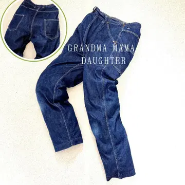 그랑마 마마 도터 사이드 지퍼 데님 팬츠 원 워시 블루