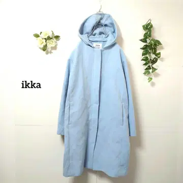 이카 후디 세미 롱 코트 M 스카이블루