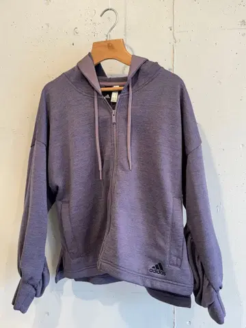 adidas 풀 집업 후드 부착 후드티 보라색