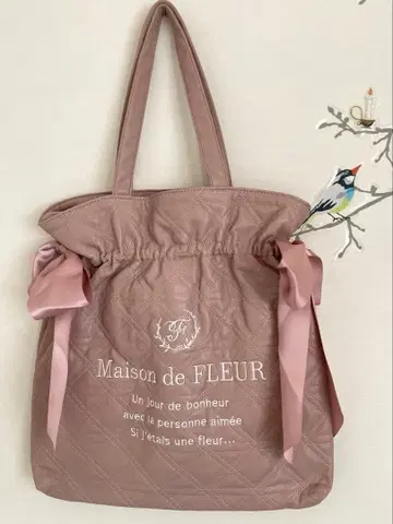 새상품급 메종 드 플뢰르 퀼팅 더블 리본 토트백 핑크