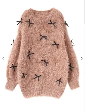 COCO DEAL 리본 페더 니트 코랄